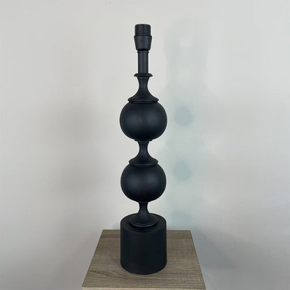 Black Aluminium 2 Ball Tall Foot Table Lamp with Tessuto Nero Lampshade