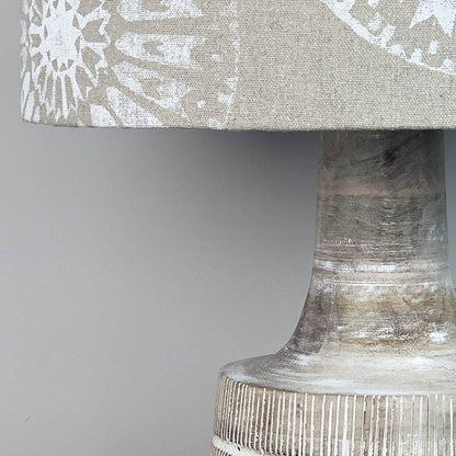 Dambula Grey Wash Stripe Wooden Table Lamp with Mayan Linen Shade