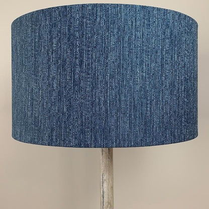 Hemi Vintage Grey Wood Floor Lamp with Logan Blue Denim Lampshade