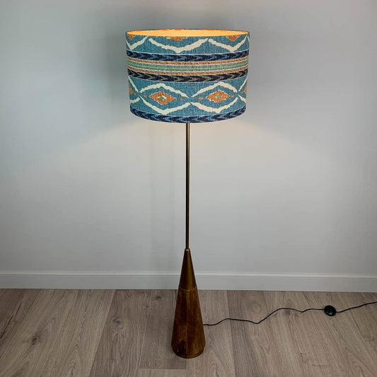 Allura Antique Brass & Dark Wood Floor Lamp with Choice of Bespoke Shade