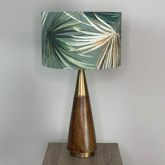 Allura Antique Brass & Dark Wood Table Lamp with Azumi Eden Lampshade