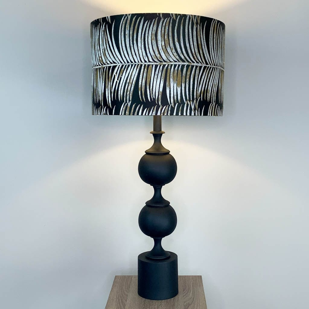 Black Aluminium 2 Ball Tall Foot Table Lamp with Melody Bronze Lampshade