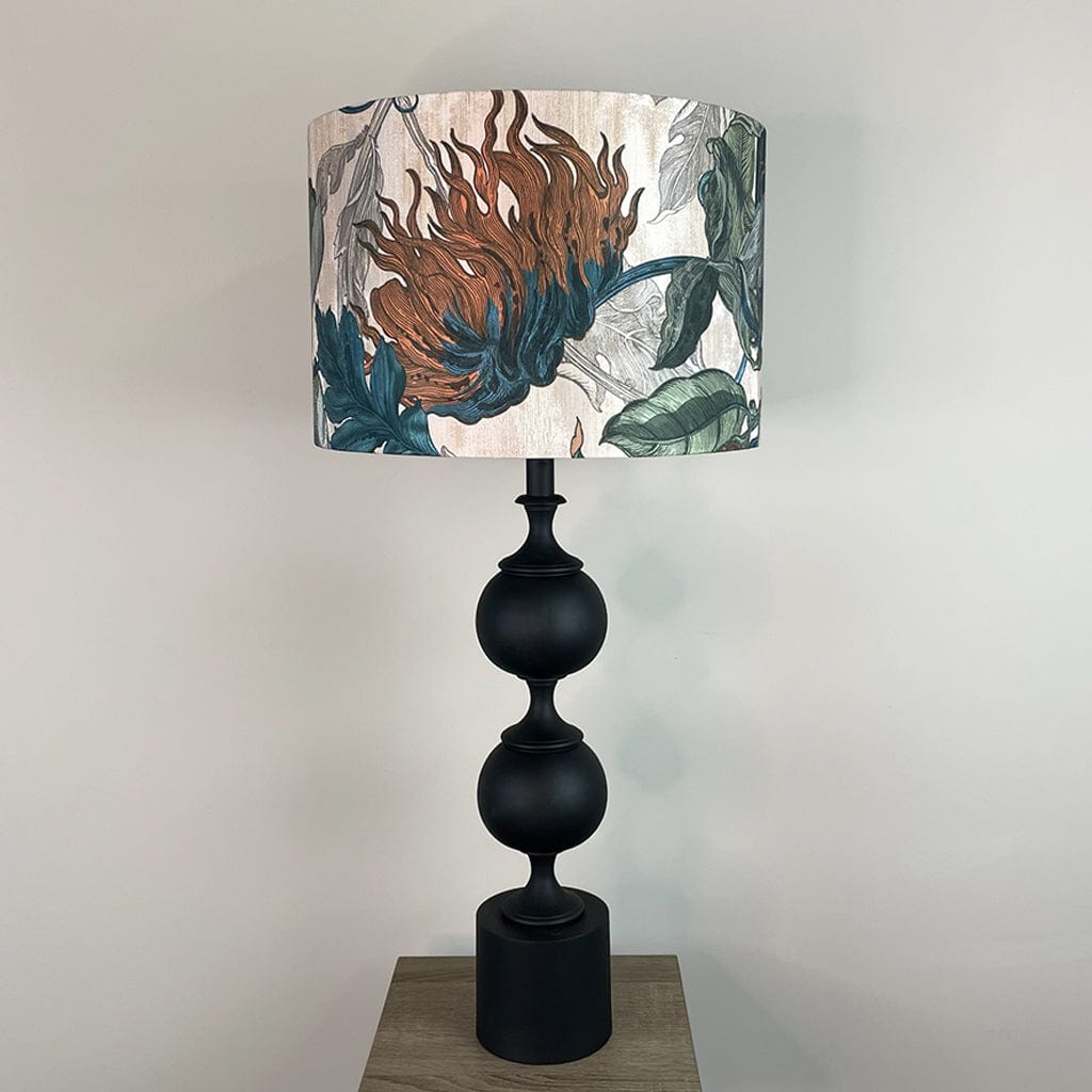 Black Aluminium 2 Ball Tall Foot Table Lamp with Timorous Beasties Epic Botanic Lampshade