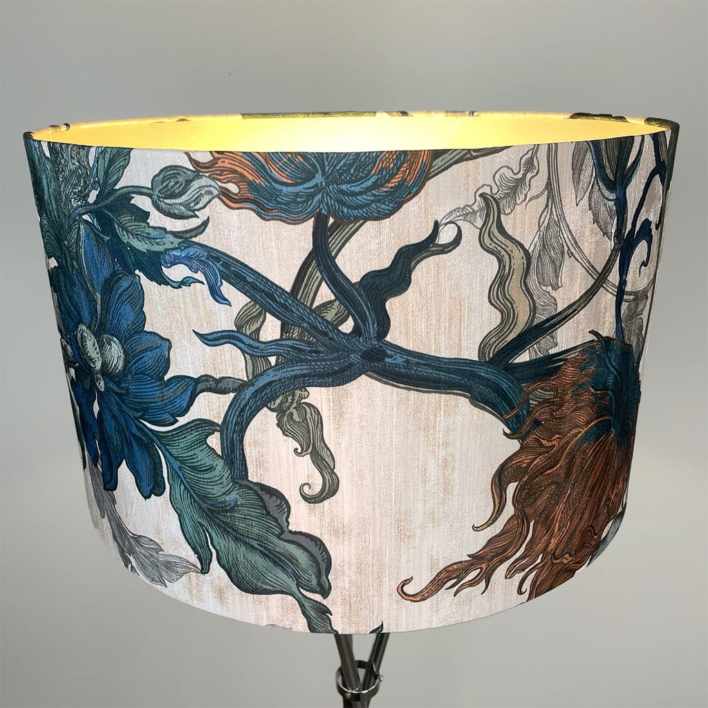 Brondby Chrome Floor Lamp with Timorous Beasties Epic Botanic Lampshade