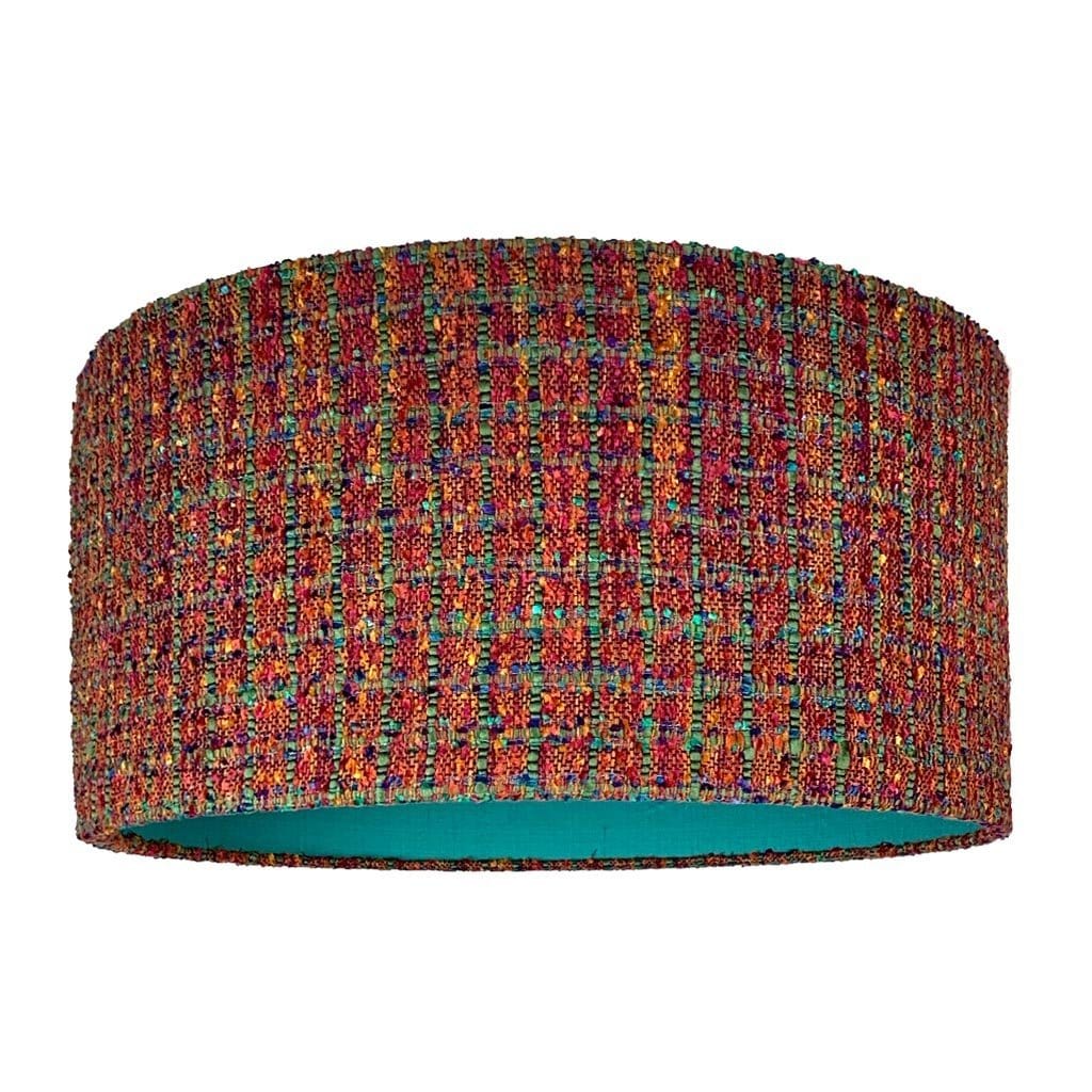 Djembe Hand Woven Shade with Teal Silk Lining