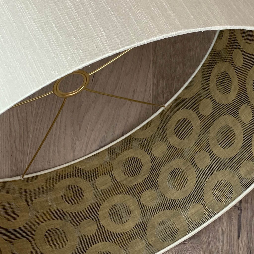 Angora Cream Faux Silk Electrified Shade Lined with Arte Umbrella Squid Gold Wallpaper