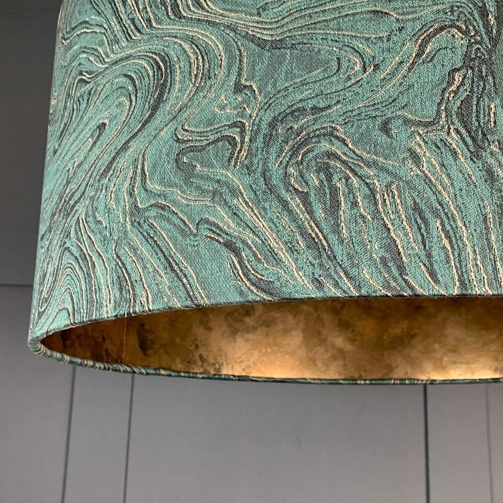 Jade Green, Black and Gold Marble Shade lined with Golden Brown Burnished Wallpaper