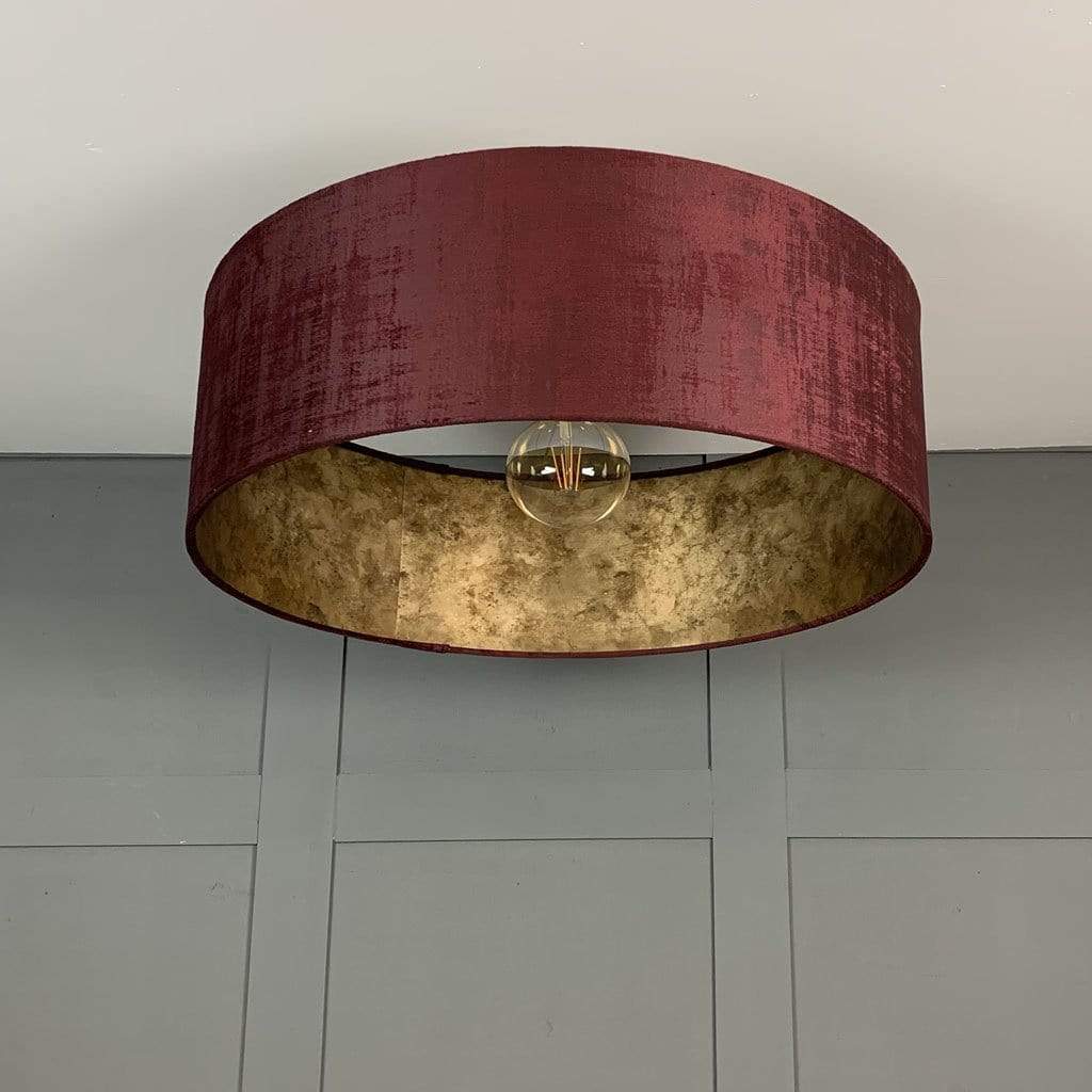 Textured Wine Electrified Shade with Burnished Golden Wallpaper Lining
