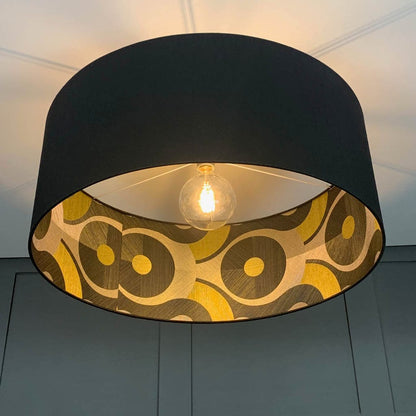 Electrified Astor Black Faux Silk with Arte Queen Cobra Gold Wallpaper Lining Lampshade