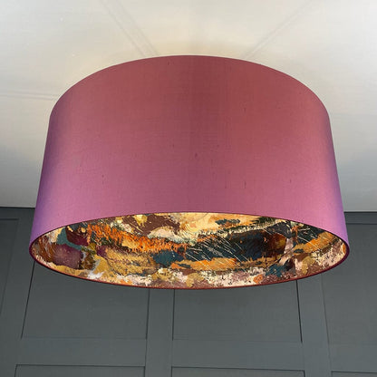Electrified Mairi Helena Mirrored Storm Dark Pendant Shade with Beena Silk Outer