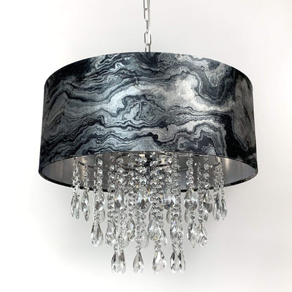 Elen Pendant with Marble Black & Silver Shade