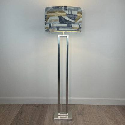 Fitzroy Brushed Steel Floor Lamp with Berlin Ochre Shade