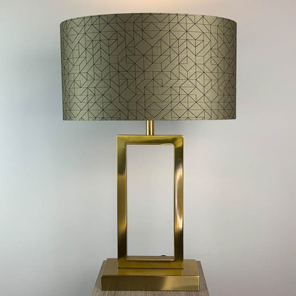 Fitzroy Gold Table Lamp with Gold & Black Geo Oval Shade