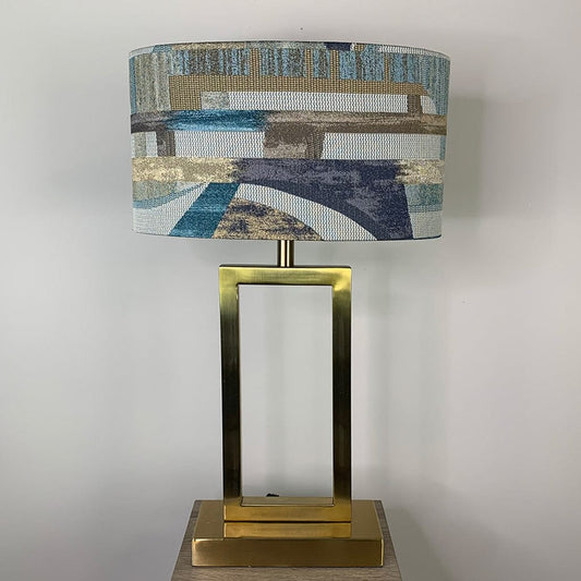 Fitzroy Brushed Gold Table Lamp with Berlin Teal Oval Shade