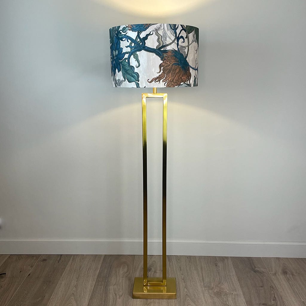 Fitzroy Gold Floor Lamp with Timorous Beasties Epic Botanic Lampshade