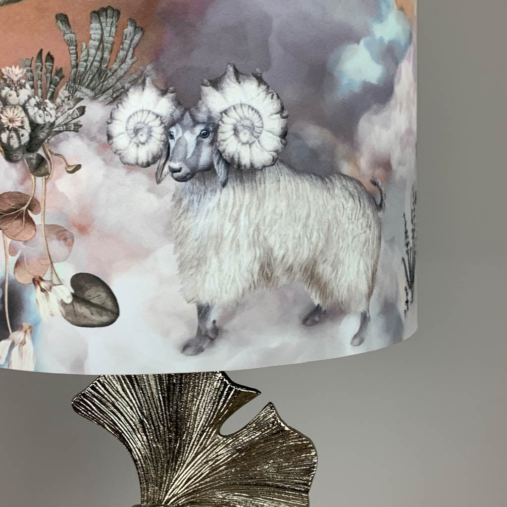 Gingko Champagne Metal Tall Leaf Table Lamp with Arte Moooi Memento Dawn Shade