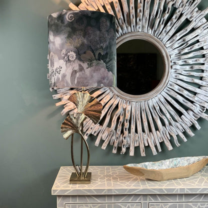 Gingko Champagne Metal Tall Leaf Table Lamp with Arte Moooi Memento Dusk Shade