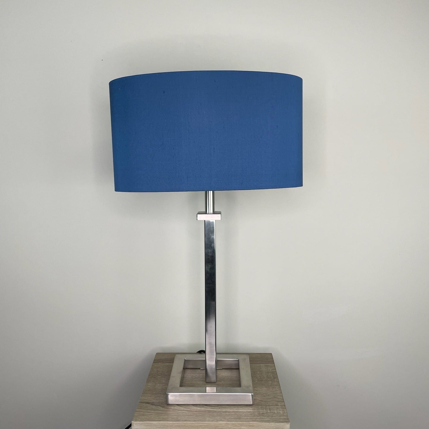 Aura Brushed Steel Table Lamp with Choice of Oval Shade