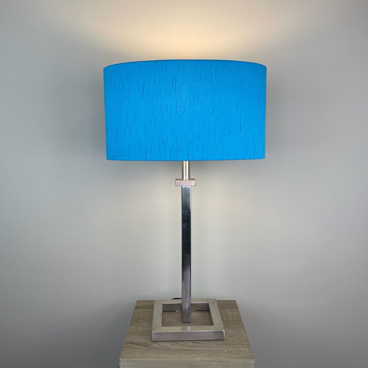 Aura Brushed Steel Table Lamp with Choice of Oval Shade