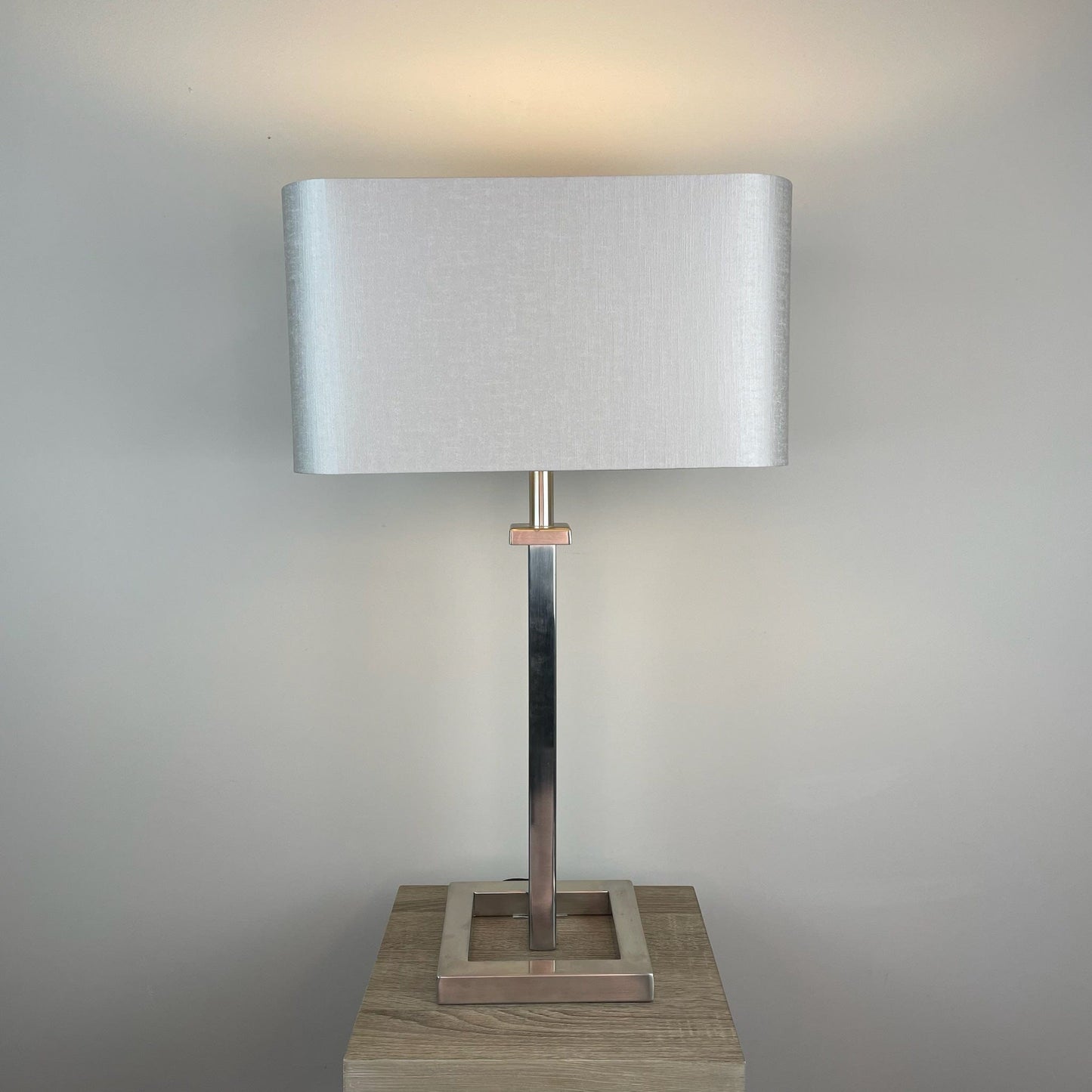 Aura Brushed Steel Table Lamp with Choice of Rectangle Shade
