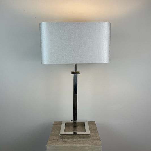 Aura Polished Chrome Table Lamp with Choice of Rectangle Shade