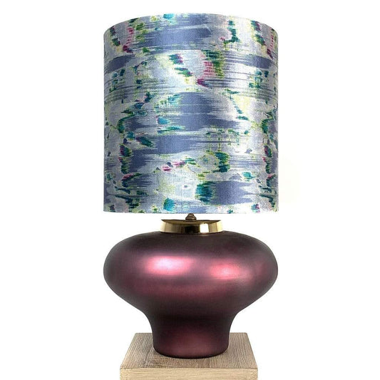 Rugari Enamel Sangria Finish Glass Table Lamp With Atmosphere Solaris Cornflower Shade