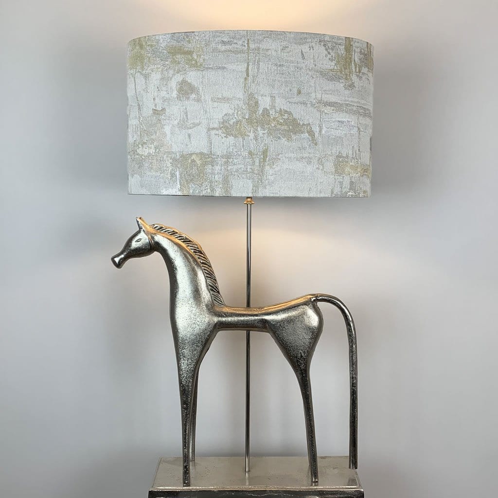 Etruscan Horse Nickel Finish Table Lamp with Hazel 1 Shade
