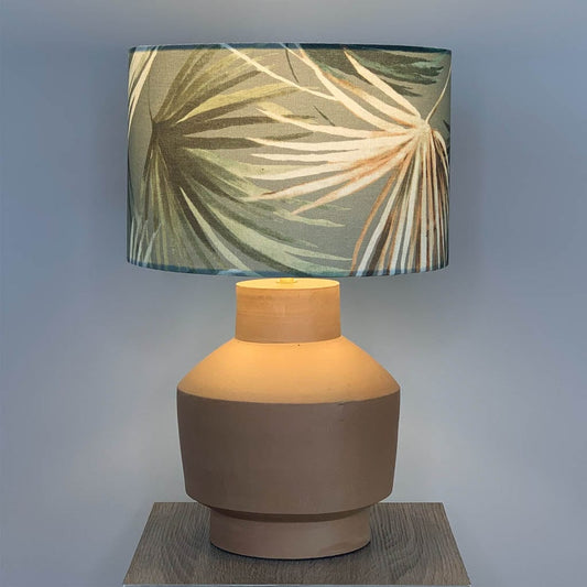 Inna Natural Urn Terracotta Table Lamp with Azumi Eden Lampshade