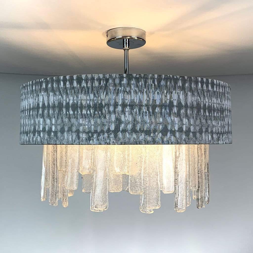 Lucerne Hand Cut Glass Ceiling Flush and Kotomi Silver Shade