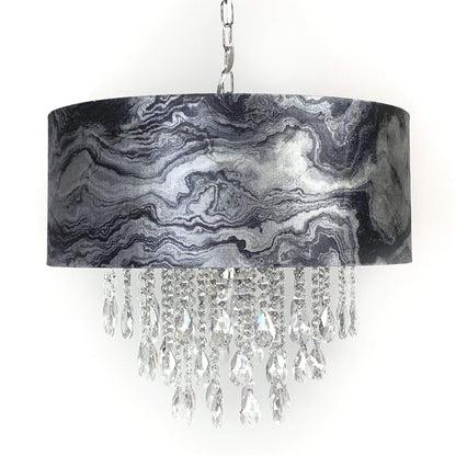 Elen Pendant with Marble Black and Silver Shade