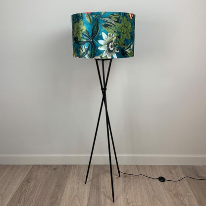 Black Brondby Floor Lamp with Passiflora Kingfisher Shade