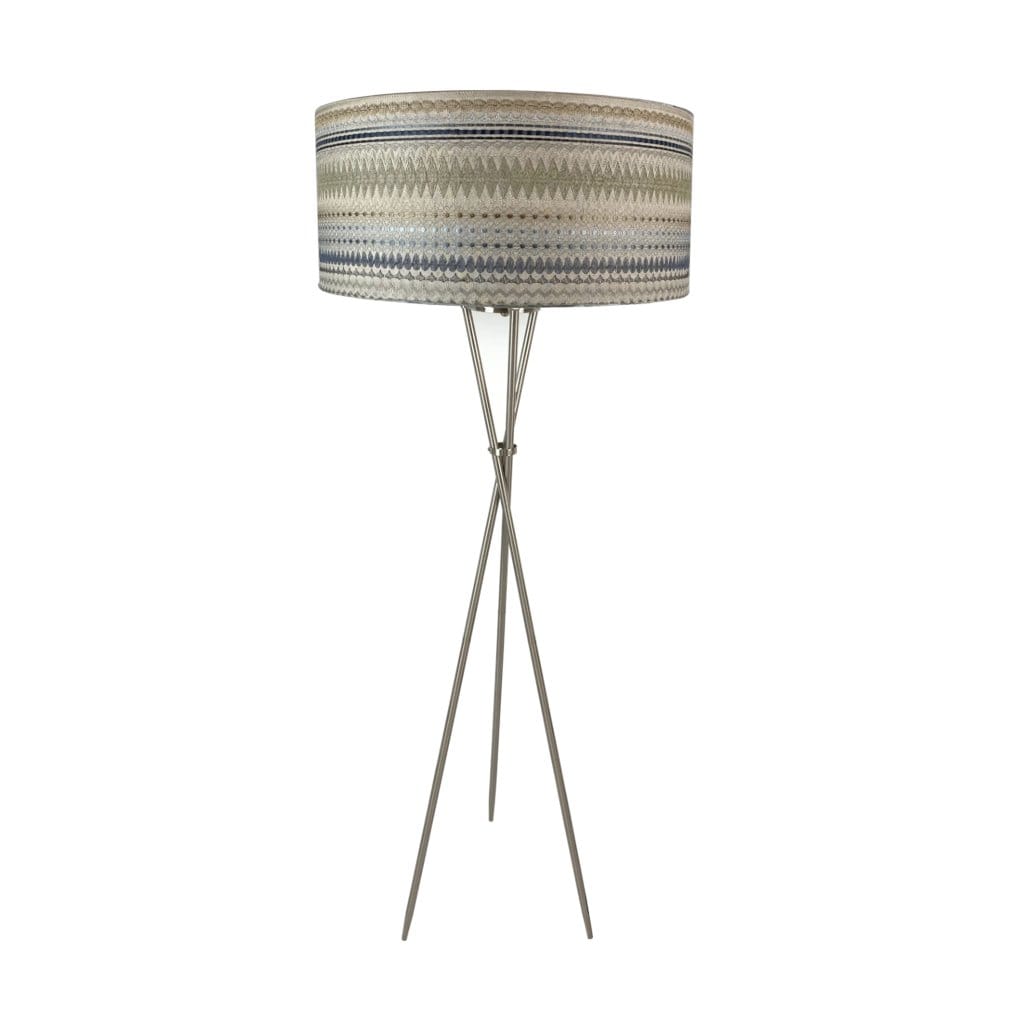 Brondby Tripod Floor Lamp Brushed Steel with Mikado Natural Shade
