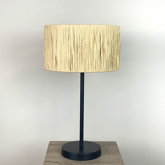 Belford Black Table Lamp with Natural Raffia Shade