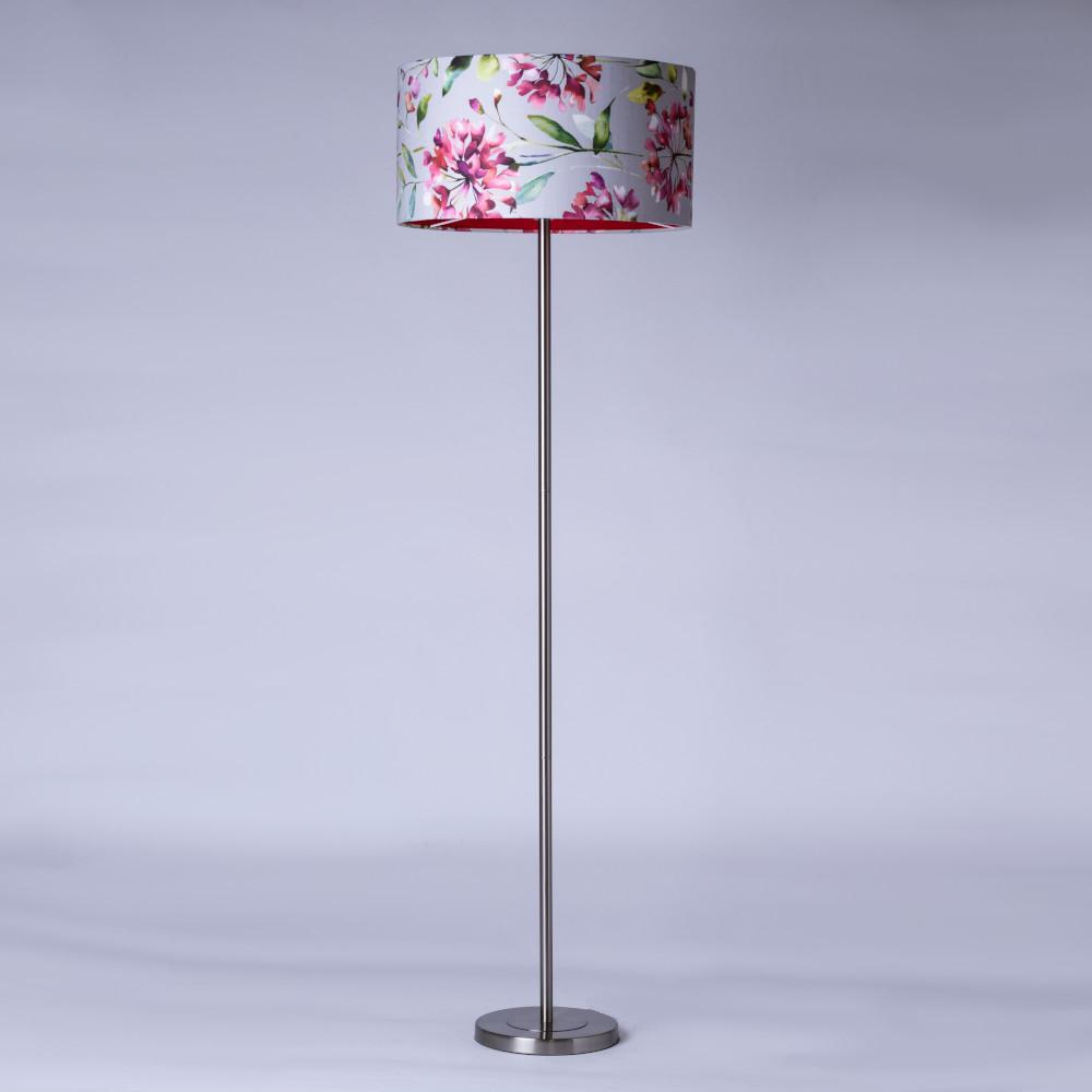 Belford Polished Chrome Floor Lamp with Choice of Floral Shade