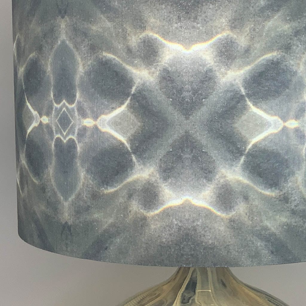 Lampshade in Julia Clare's Underworld Ripples Linen, Green Olive with Champagne Lining