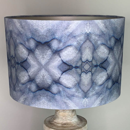 Lampshade in Julia Clare's Underworld Ripples Linen in Ink/Blue