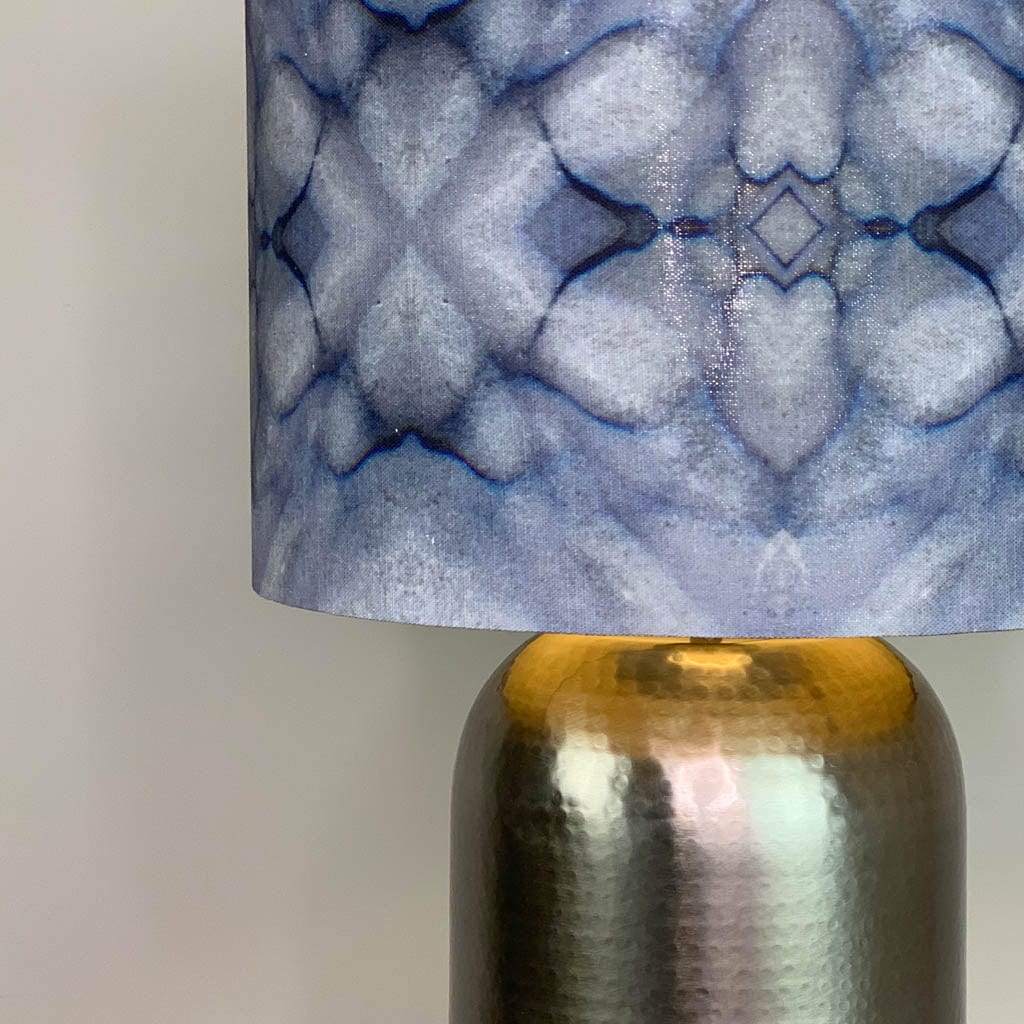 Lampshade in Julia Clare's Underworld Ripples Linen in Ink/Blue