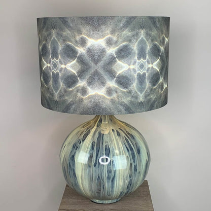 Loch Loma Table Lamp with Julia Clare's Underworld Ripples Linen in Green Olive Shade