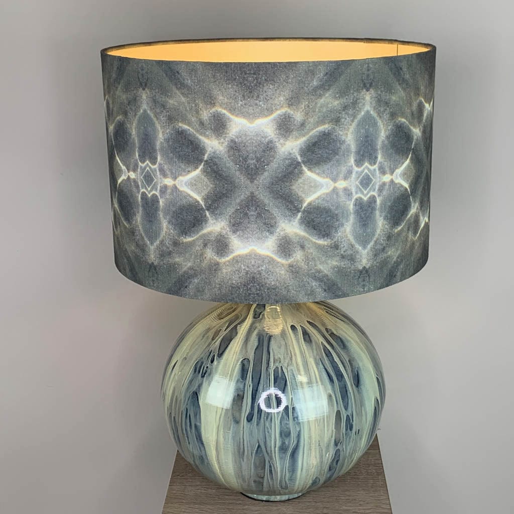 Loch Loma Table Lamp with Julia Clare's Underworld Ripples Linen in Green Olive Shade
