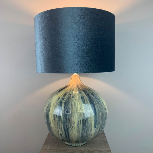 Loch Loma Table Lamp with Slate Grey Velvet Shade