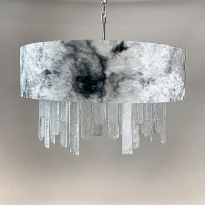 Lucerne Hand Cut Glass Ceiling Pendant & Carrara Marble Shade