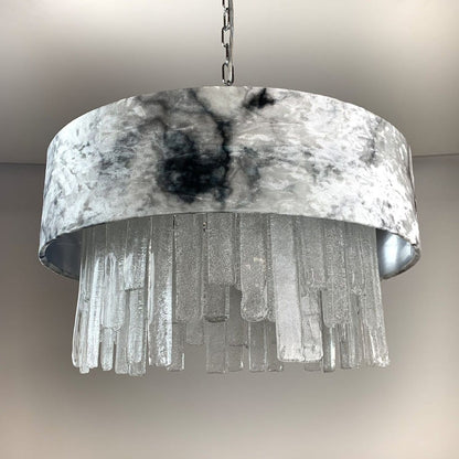 Lucerne Hand Cut Glass Ceiling Pendant & Carrara Marble Shade
