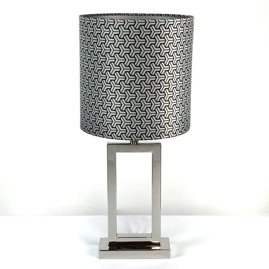 Fitzroy Chrome Table Lamp With Platinum Tessellate Deep Drum Shade