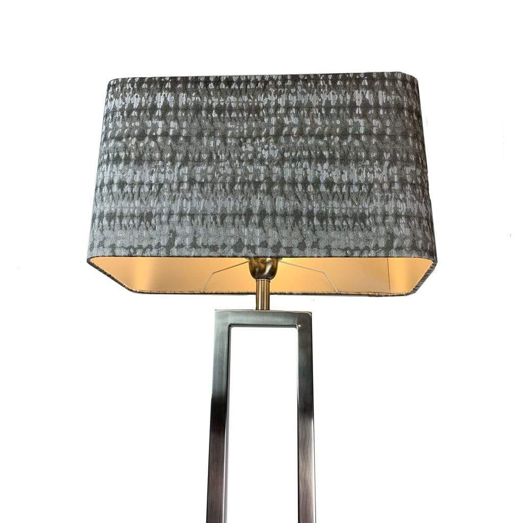 Fitzroy Brushed Steel Floor Lamp with Kotomi Silver Shade