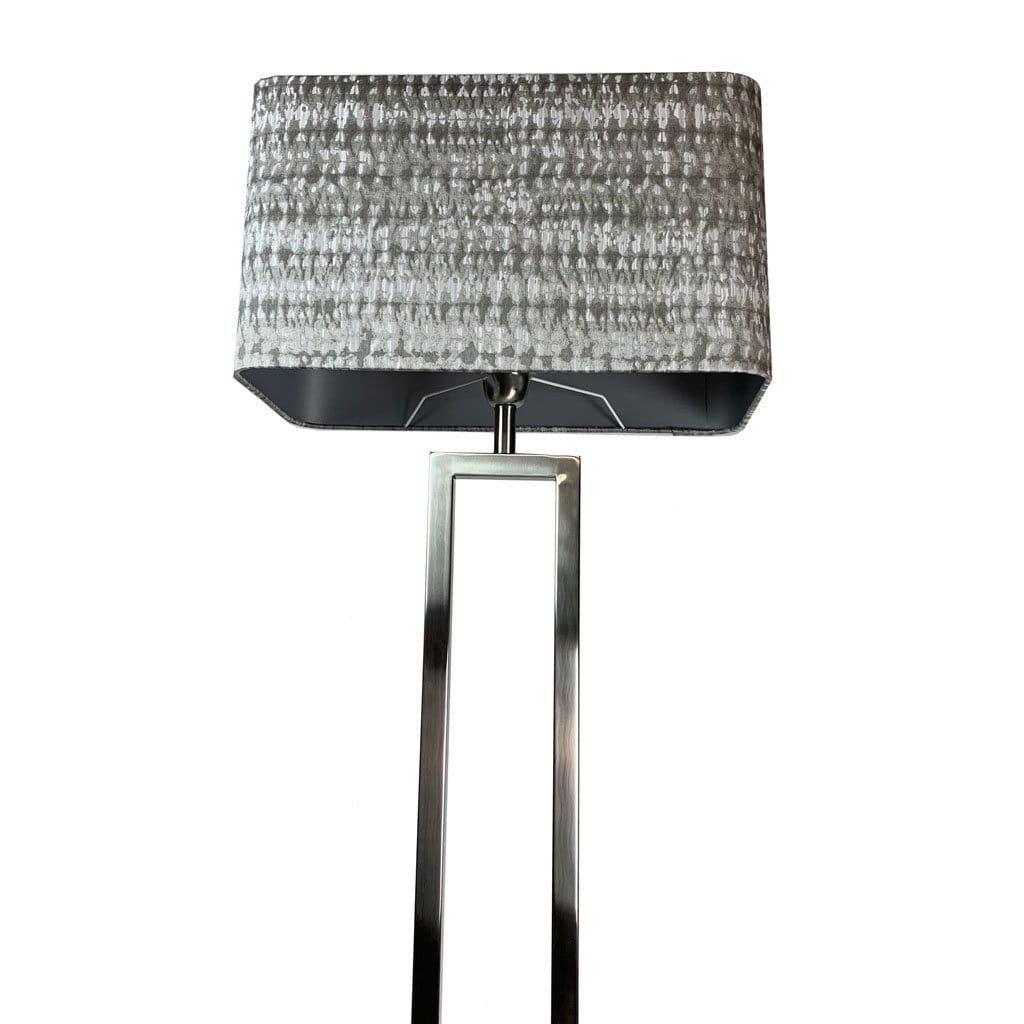 Fitzroy Brushed Steel Floor Lamp with Kotomi Silver Shade