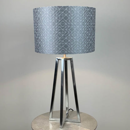 Madison Brushed Steel Table Lamp with Silver Geo Oval Shade