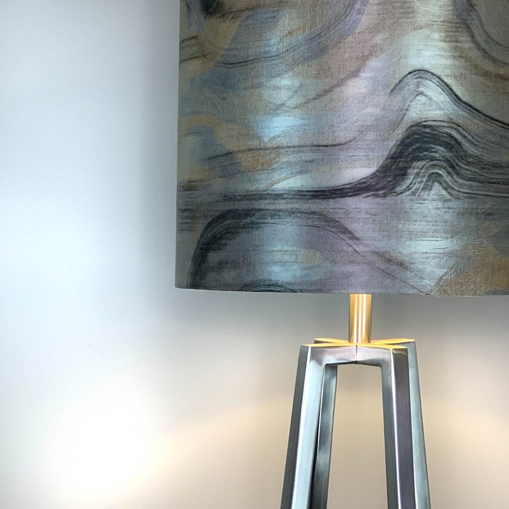 Madison Brushed Steel Table Lamp with Tessuto Nero Shade