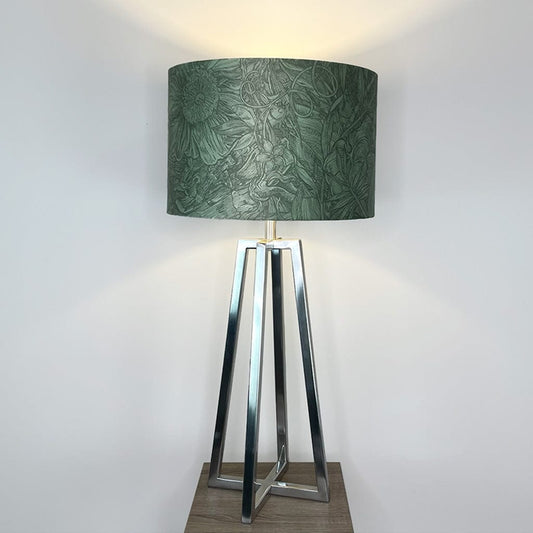 Madison Brushed Steel Table Lamp with Timorous Beasties Jungle Tangle Willow Shade