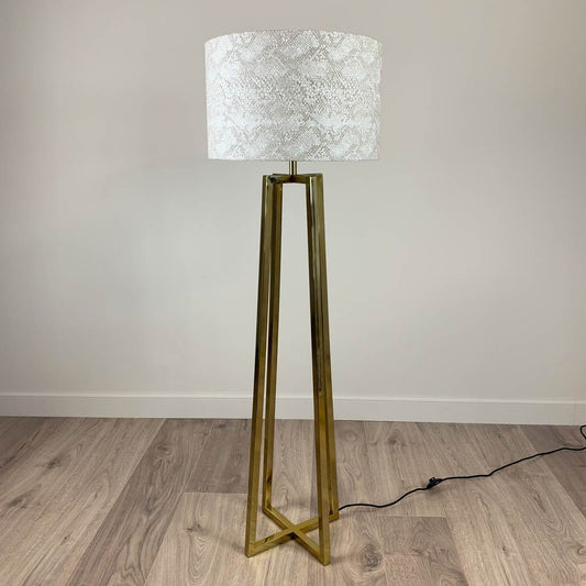 Madison Lacquered Brass Floor Lamp with Viper Ivory Shade