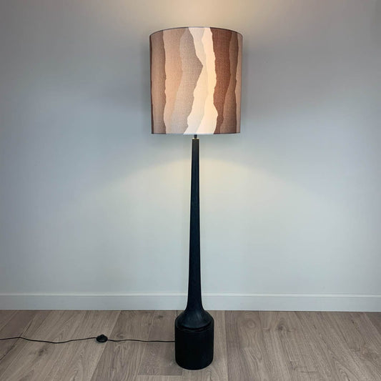 Marin Black Wood Tall Neck Floor Lamp with Andes Clay Shade